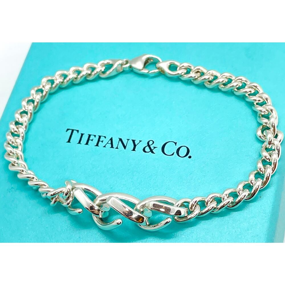 Tiffany & Co. Forge Link Bracelet High Polished Sterling Silver 7"